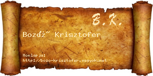 Bozó Krisztofer névjegykártya